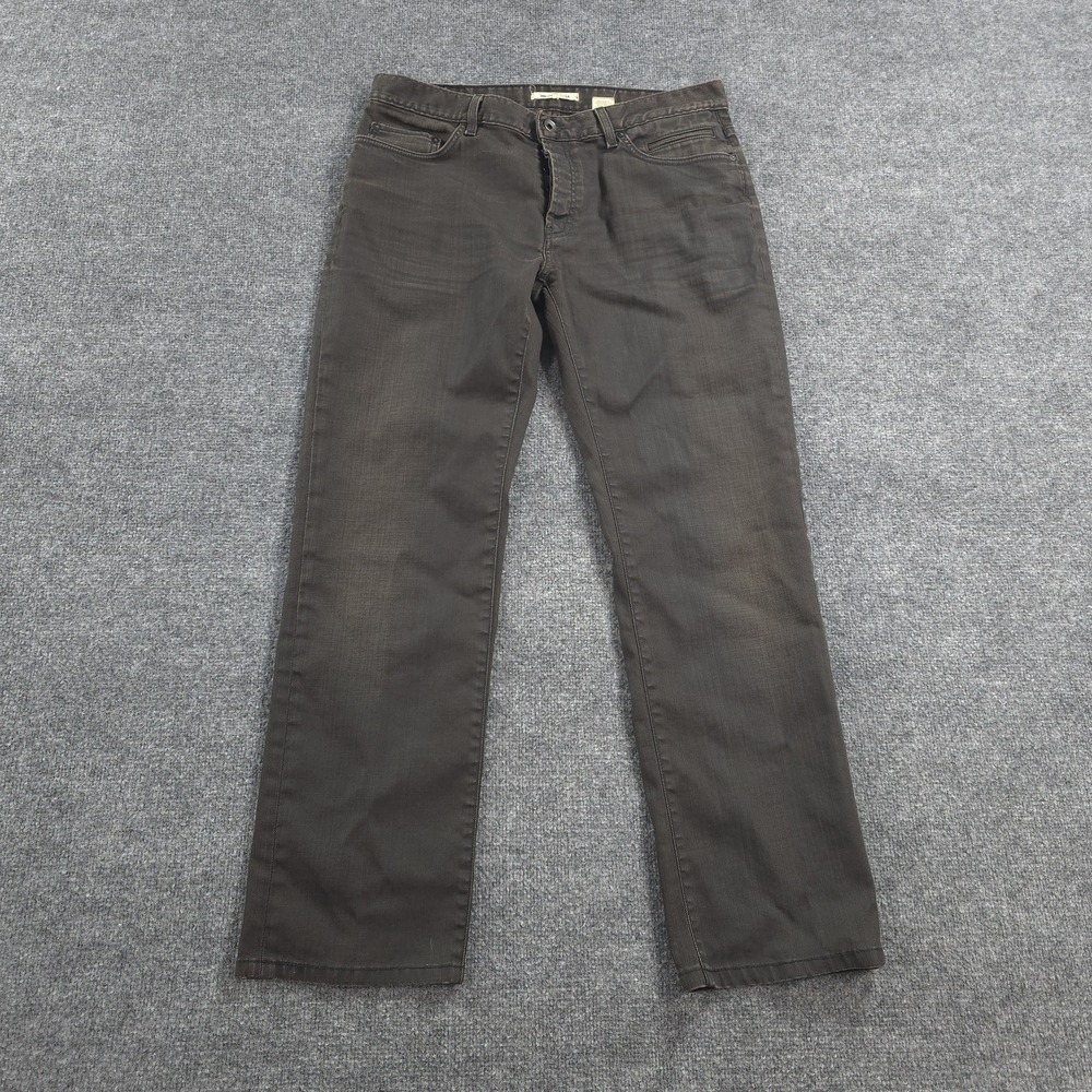 John Varvatos USA Jeans Mens 36x32 Brown Bowery Button Fly Straight Stretch Prep
